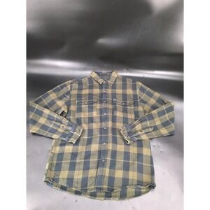 Matix Flannel Cotton Plaid Jacket Shirt Green Men's Size Large